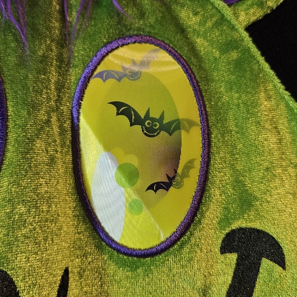 VGC 1 of 2 matching 2-3 yrs Halloween onesie costume, green, holographic eyes - Picture 7 of 11